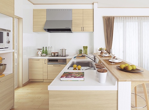 Compact island kitchen Rumah Menshin